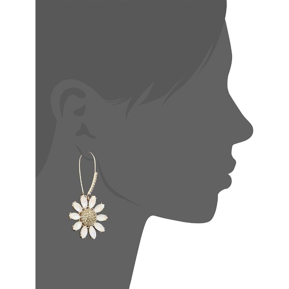 Women's Yellow 5 Inches Metal Base Lever Back Dangle 15 G Rose Dangle Earring - Picture 2 of 2